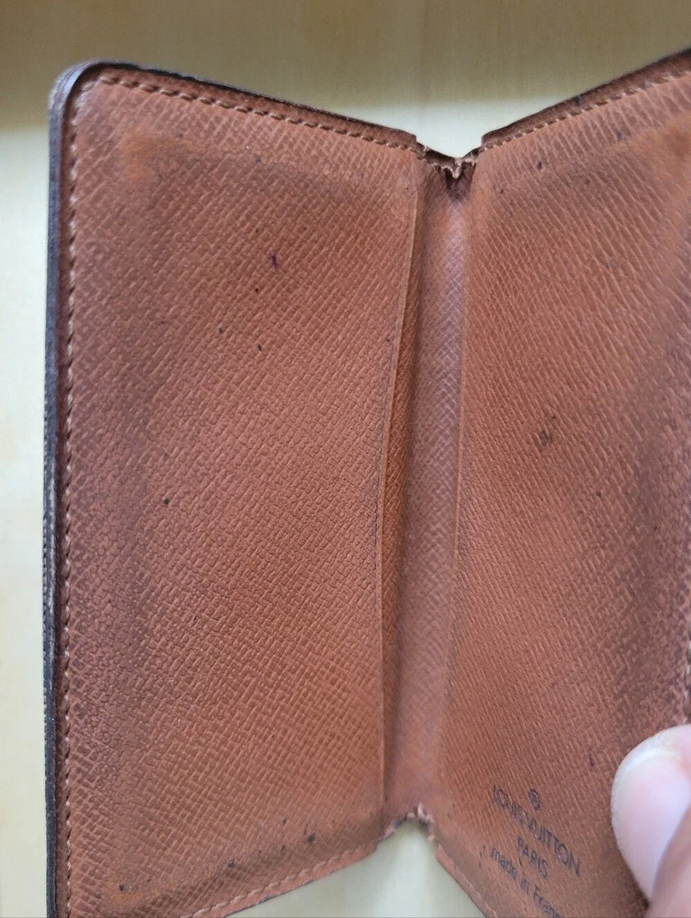 Louis Vuitton Dark Brown Card Holder Tan Interior Bifold LV